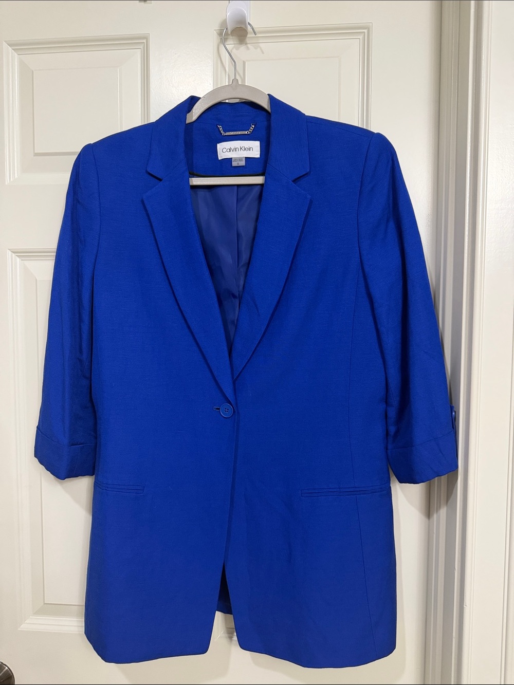 Calvin Klein Electric Blue Single-Button Blazer